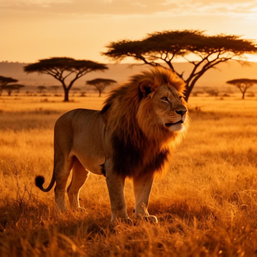 Lion on the Serengeti plains, Tanzania safari